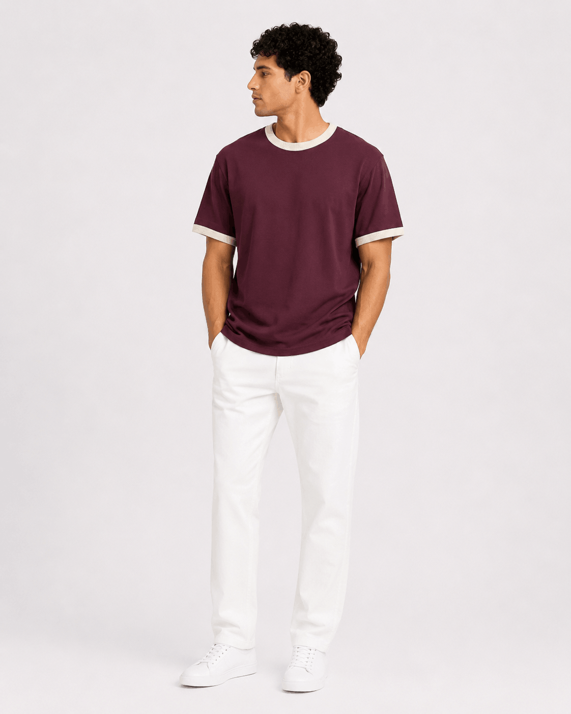 Kontrast Yaka T-shirt